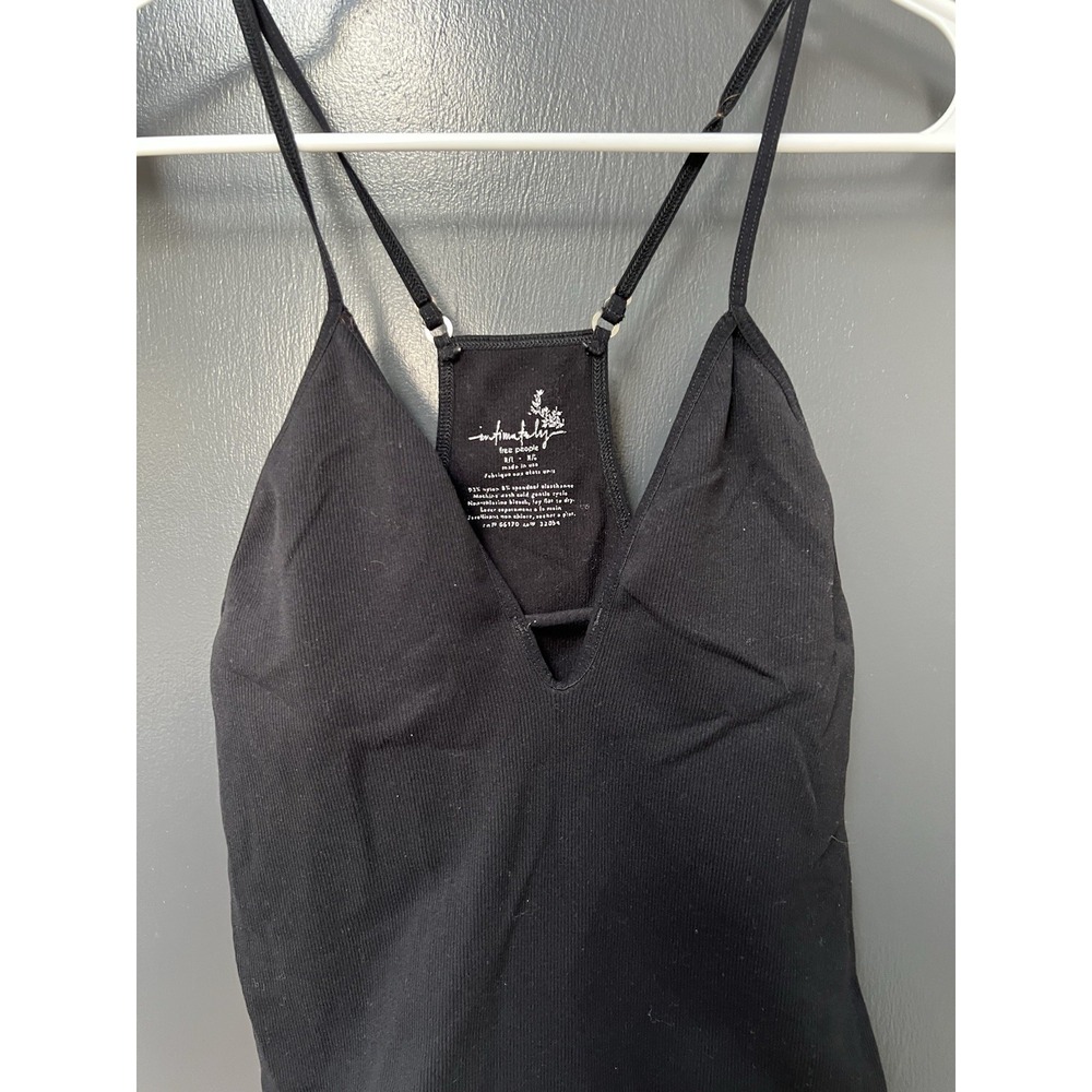 Free People Intimately Sz M/L Women's One-Piece Bodysuit Ribbed Black Solid - Picture 2 of 4